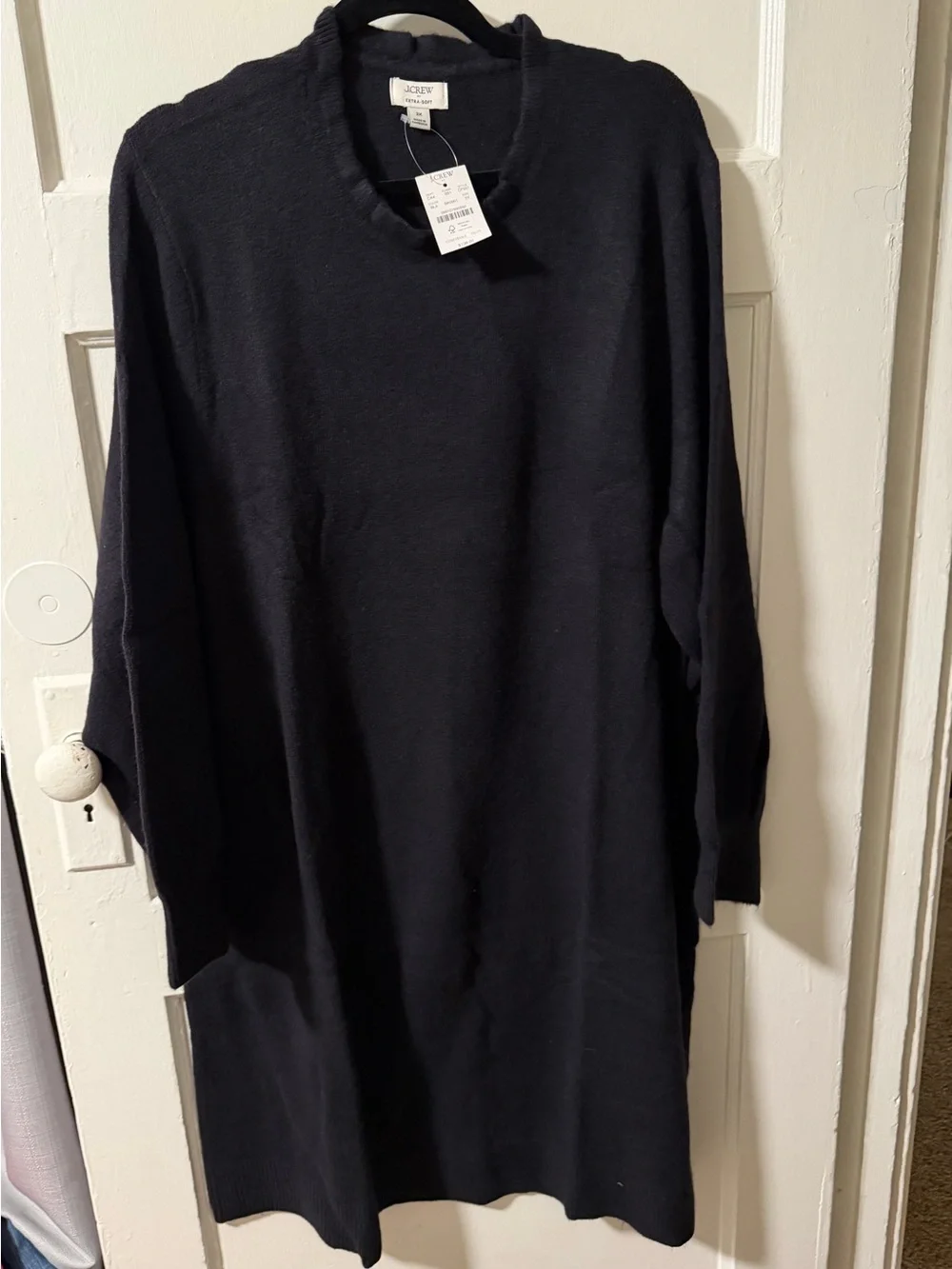 NWT J.Crew Ruffleneck Sweater Dress Black Soft Knit Plus Size 2X